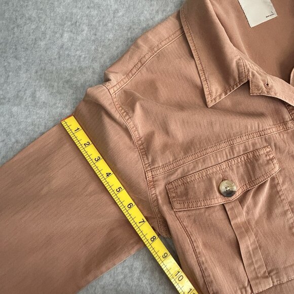 SO Jacket L Rust Orange Pinstripe Lightweight Button Front Collared Long Sleeve - Picture 7 of 12